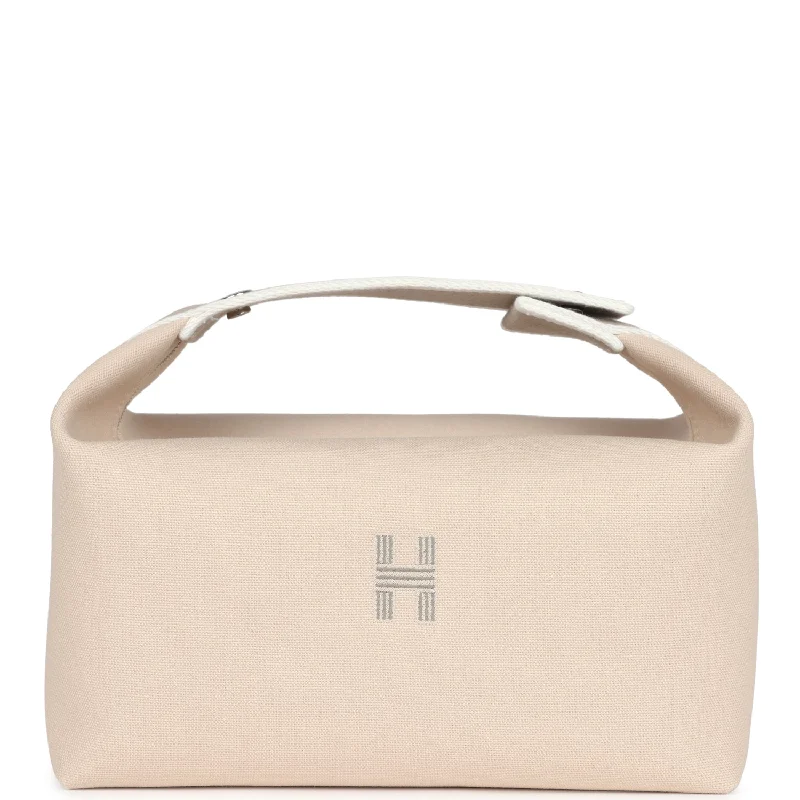 Hermes Bride-A-Brac GM Neutral Toile Canvas Palladium Hardware