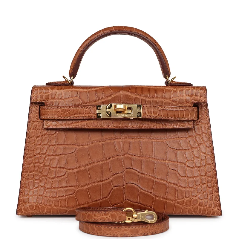 Hermes Kelly Sellier 20 Gold Matte Alligator Gold Hardware