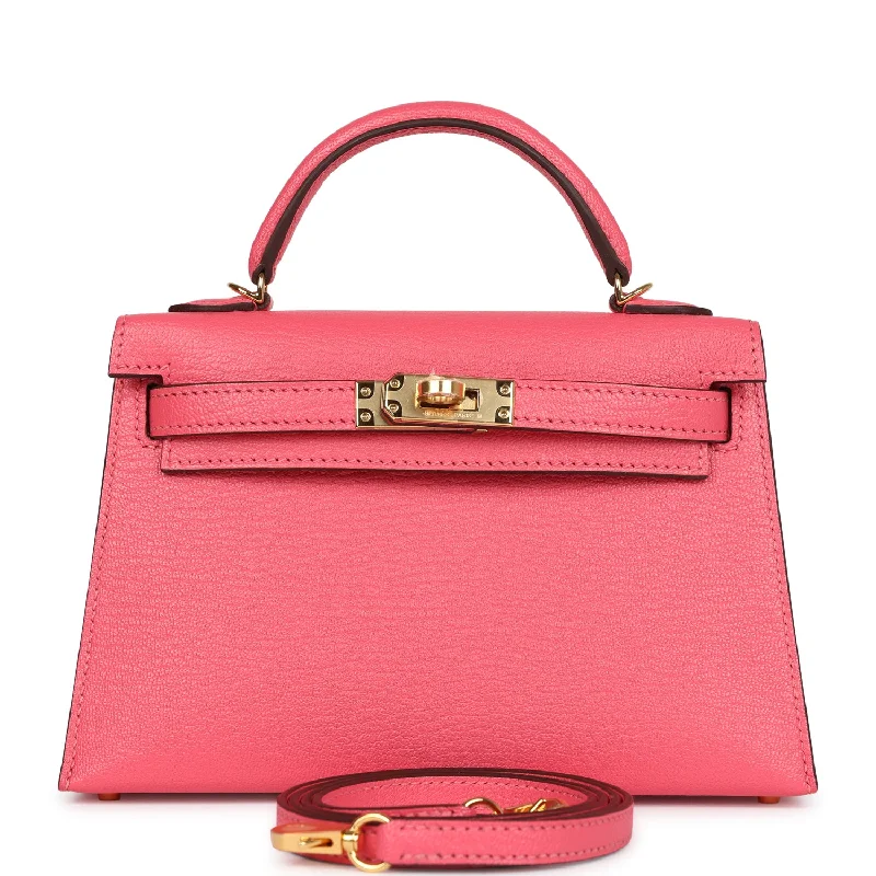 Hermes Kelly Sellier 20 Rose Azalee Chevre Mysore Gold Hardware