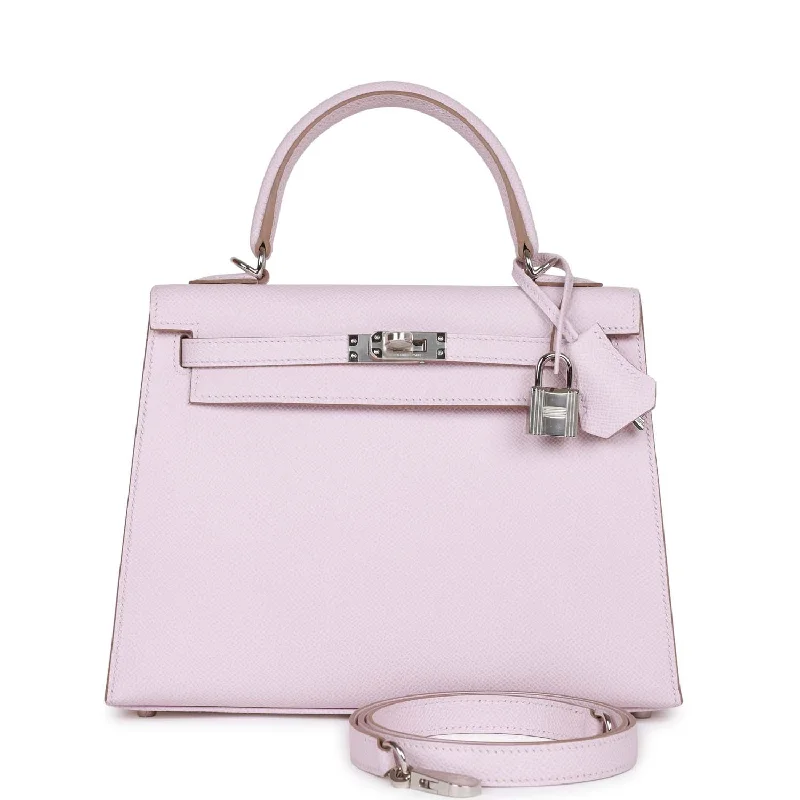 Hermes Kelly Sellier 25 Mauve Pale Epsom Palladium Hardware