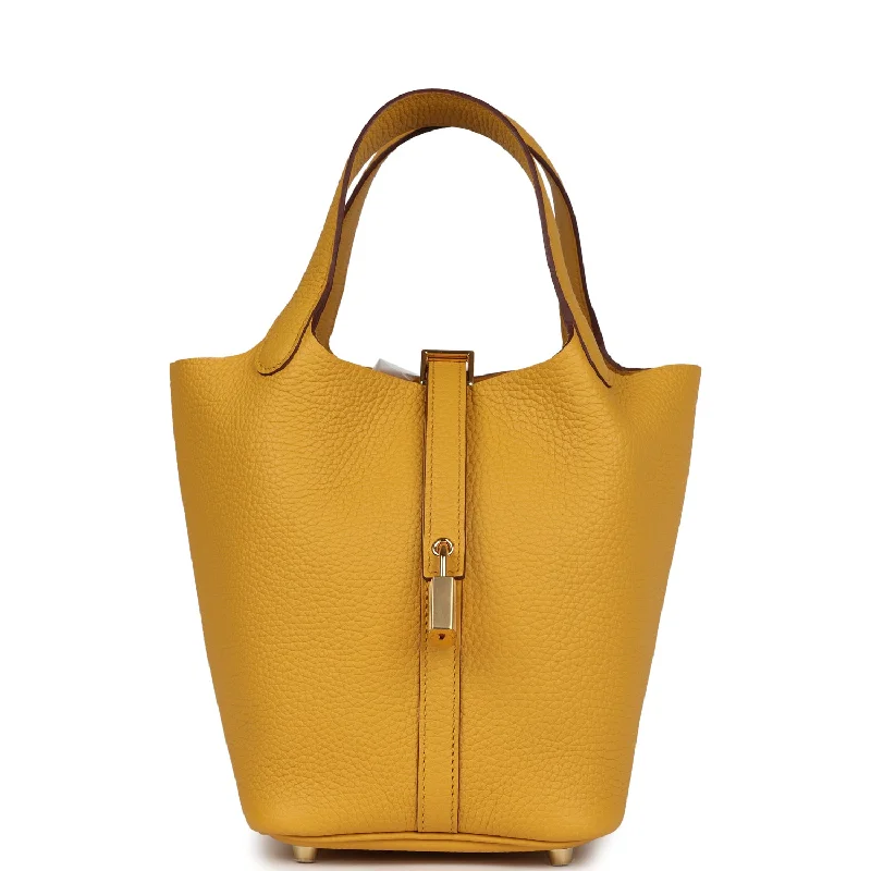 Hermes Picotin Lock 18 Jaune Ambre Clemence Gold Hardware