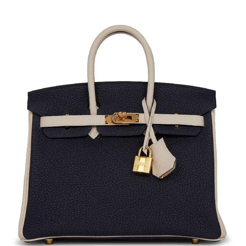 Hermes Special Order (HSS) Birkin 25 Bleu Nuit and Craie Togo Gold Hardware