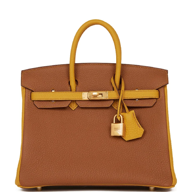 Hermes Special Order (HSS) Birkin 25 Gold and Jaune Ambre Togo Brushed Gold Hardware