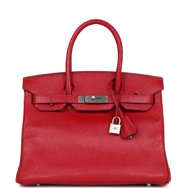 Pre-owned Hermes Special Order (HSS) Birkin 30 Rouge Casaque Verso Chevre Brushed Palladium Hardware