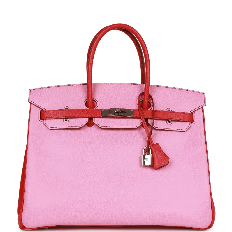 Pre-owned Hermes Special Order (HSS) Birkin 35 Bubblegum and Bougainvillea Epsom Palladium Hardware