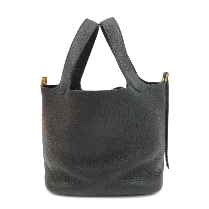 HERMES Taurillo Clemence Picotin LockPM Z Stamped Hand Bag Black