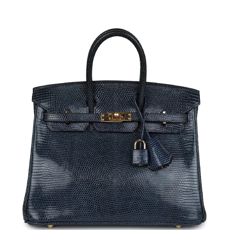 Pre-owned Hermes Birkin 25 Bleu De Malte Varanus Niloticus Lizard Gold Hardware