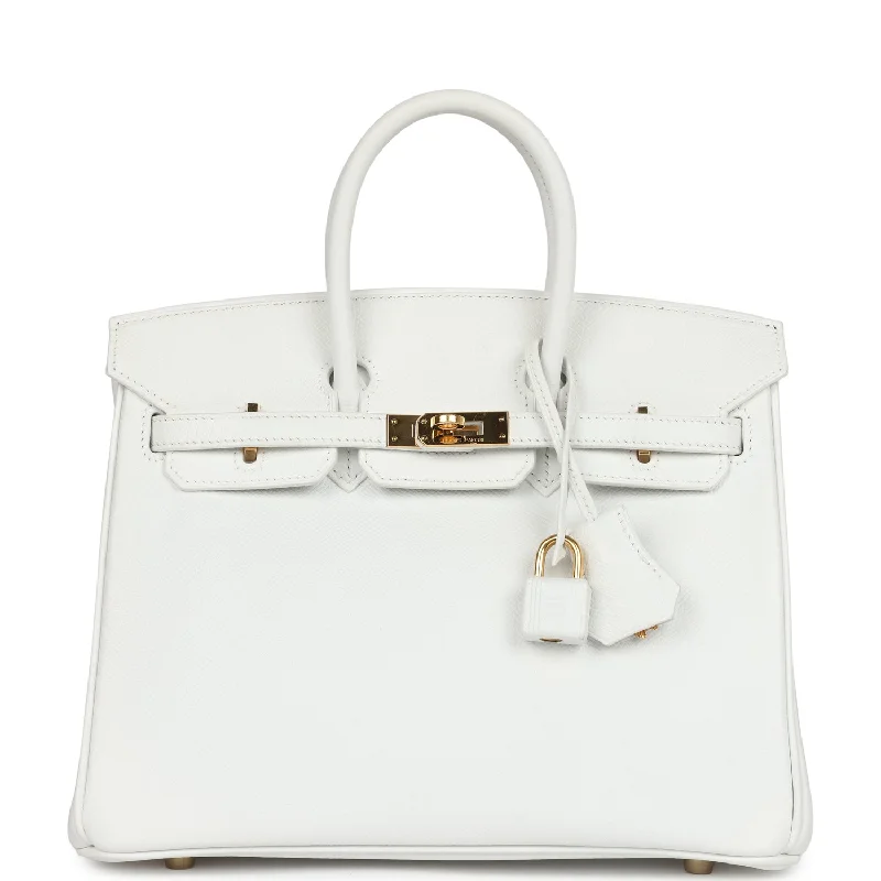 Pre-owned Hermes Birkin 25 White Epsom Gold Hardware