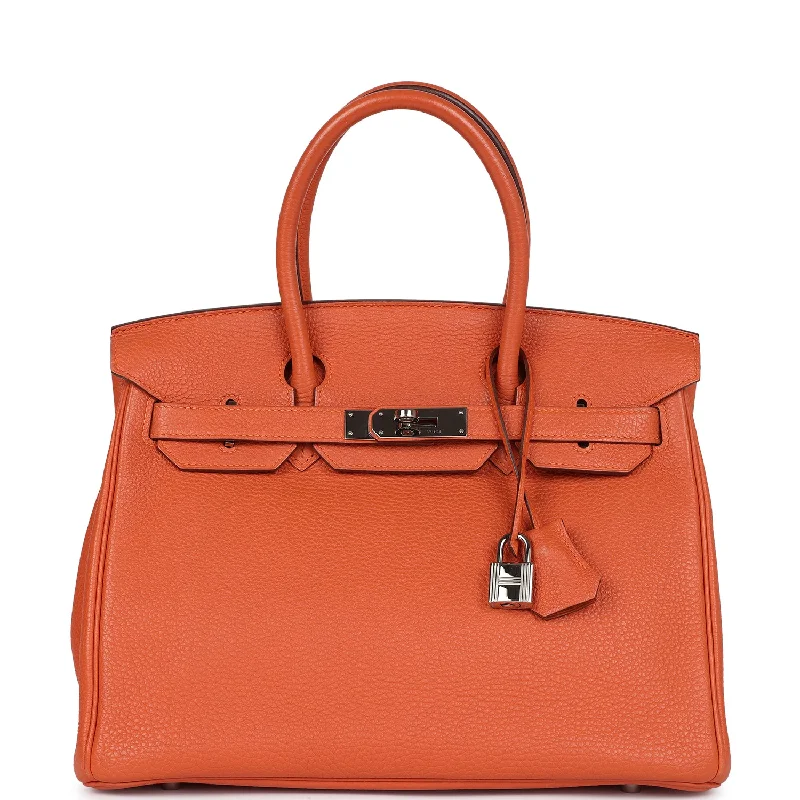 Pre-owned Hermes Birkin 30 Orange H Togo Palladium Hardware