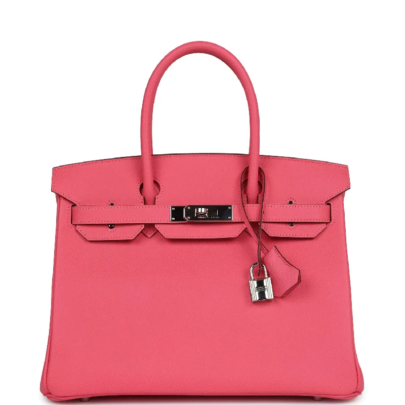 Pre-owned Hermes Birkin 30 Rose Azalee Epsom Palladium Hardware