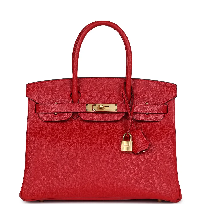 Pre-owned Hermes Birkin 30 Rouge Casaque Epsom Gold Hardware