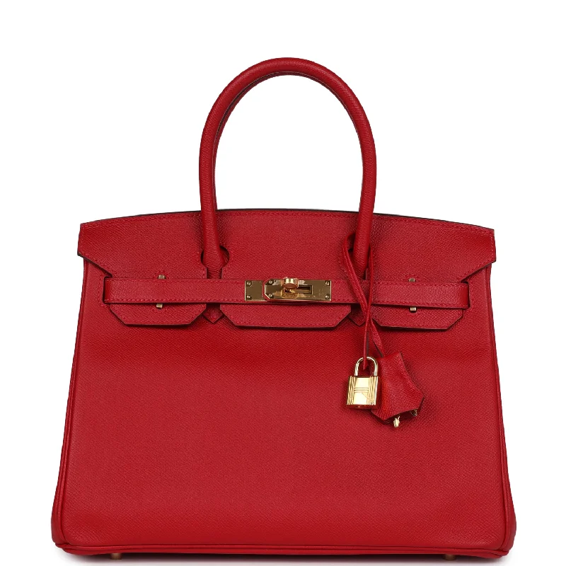 Pre-owned Hermes Birkin 30 Rouge Casaque Epsom Gold Hardware