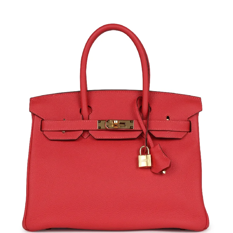 Pre-owned Hermes Birkin 30 Rouge Pivoine Togo Gold Hardware