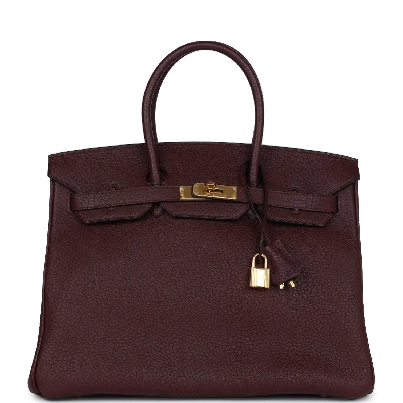 Pre-owned Hermes Birkin 35 Bordeaux Fjord Gold Hardware