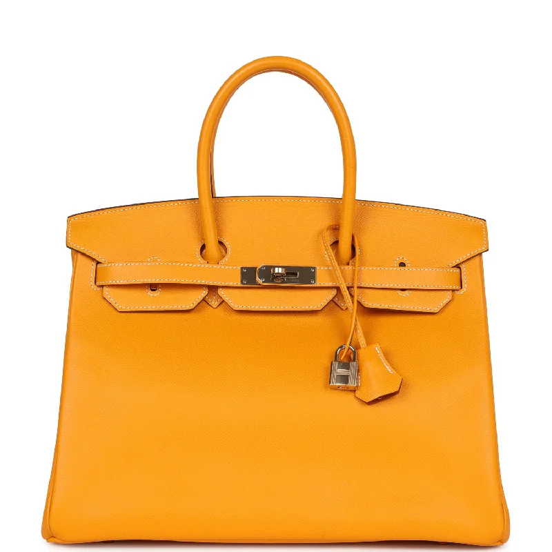 Pre-owned Hermes Birkin 35 Jaune D'or Candy Epsom Permabrass Hardware