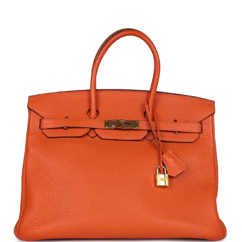 Pre-owned Hermes Birkin 35 Orange Togo Gold Hardware