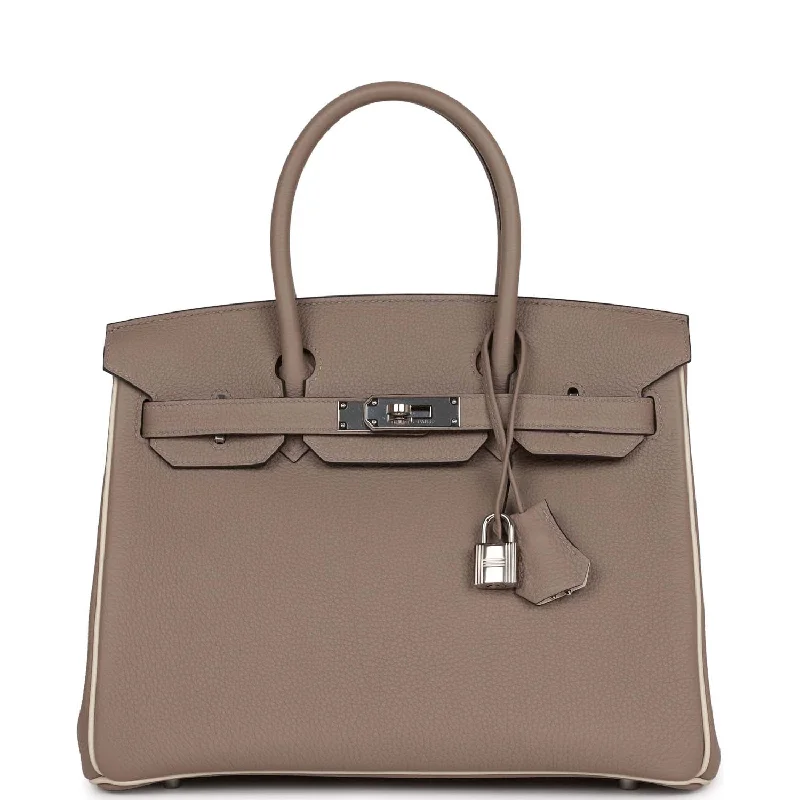 Pre-owned Hermes Special Order (HSS) Birkin 30 Gris Tourterelle and Craie Togo Palladium Hardware