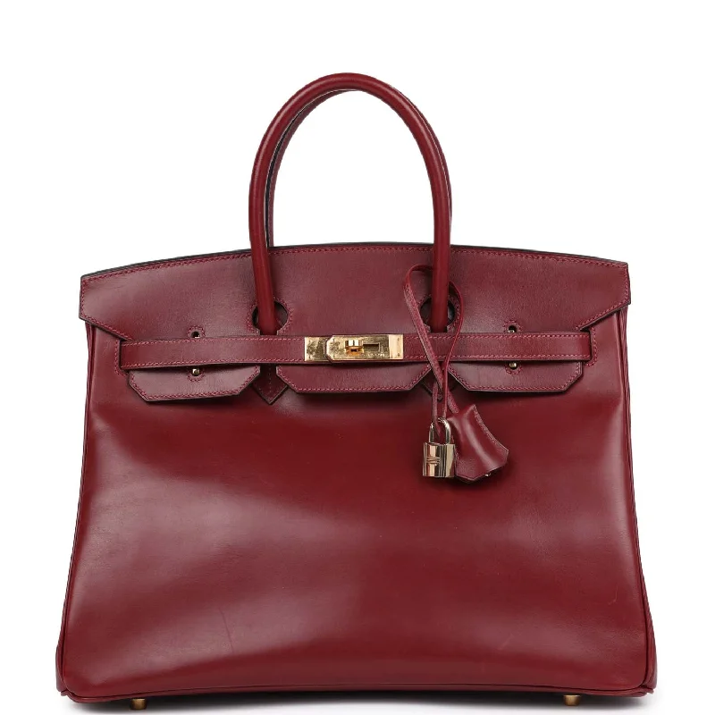 Vintage Hermes Birkin 35 Rouge H Box Gold Hardware