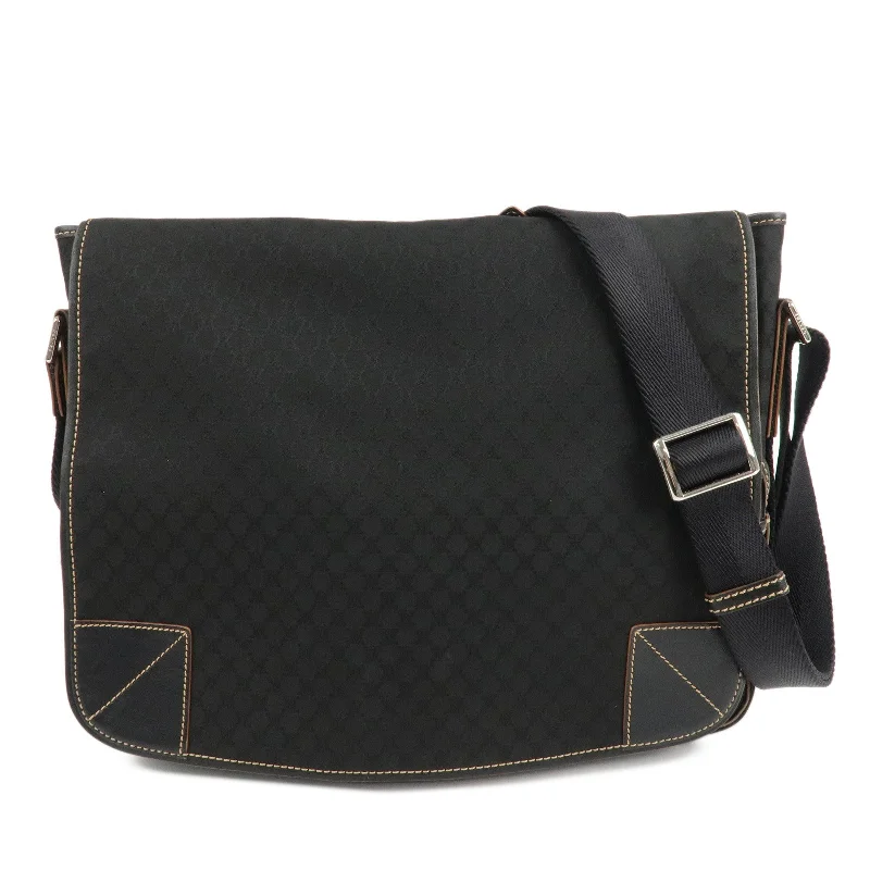 CELINE Macadam Canvas Leather Shoulder Bag Black