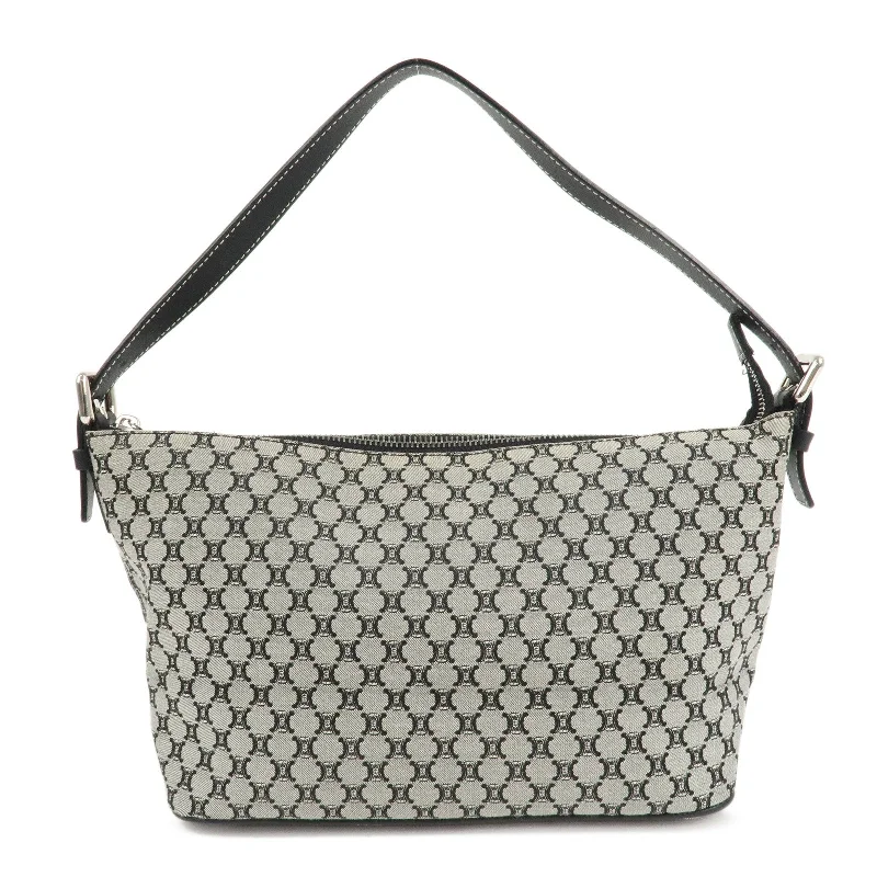 CELINE Macadam Canvas Leather Shoulder Bag Gray Black