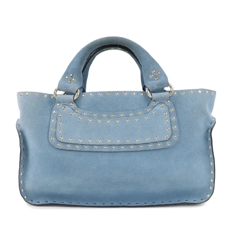 CELINE Suede Hand Bag Tote Bag Blue CE00/23