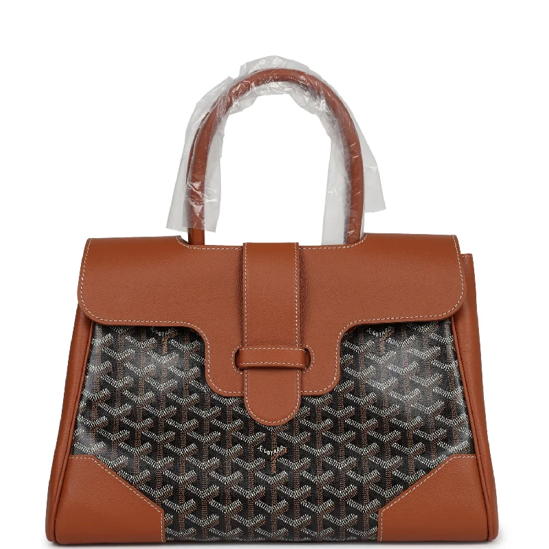 Goyard Saigon Tote Black & Brown Goyardine Canvas Palladium Hardware