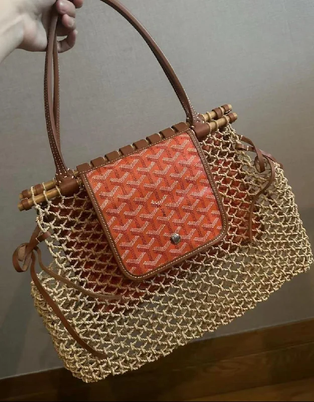 Goyard Aligre Raffia Mesh Tote Bag (Orange)