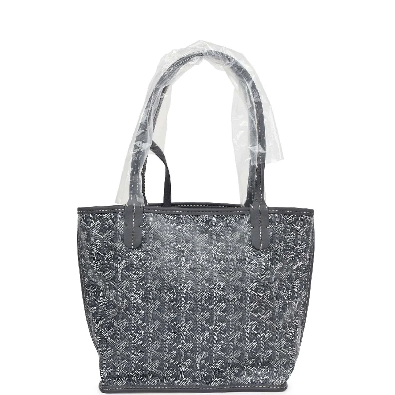 Goyard Goyardine Anjou Grey Mini Bag Palladium Hardware