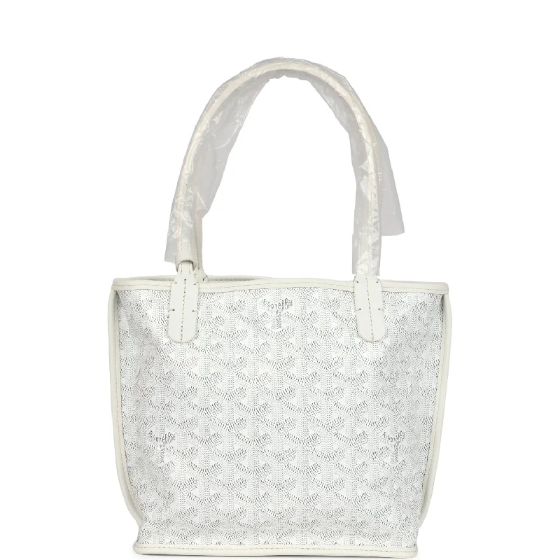 Goyard Goyardine Anjou White Mini Bag Palladium Hardware