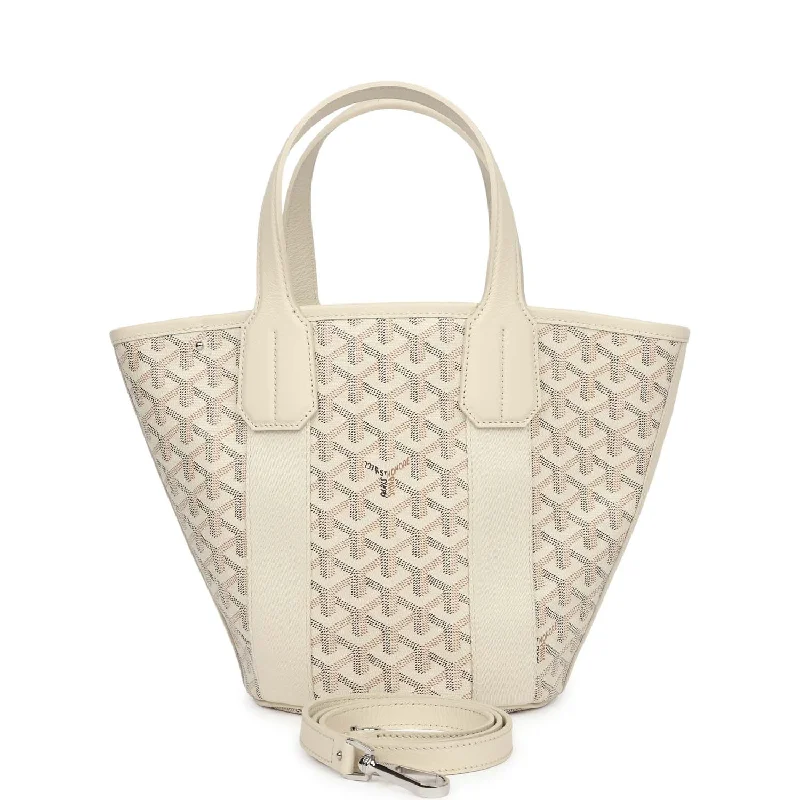 Goyard Goyardine Sand Belharra PM Tote Palladium Hardware