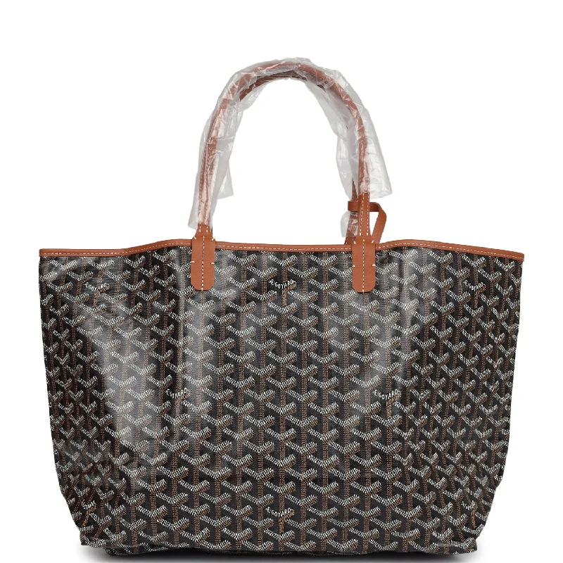 Goyard Goyardine Black & Tan St. Louis PM Tote Bag Palladium Hardware