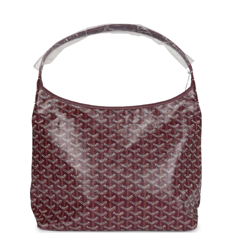 Goyard Goyardine Burgundy Boheme Hobo Bag Palladium Hardware