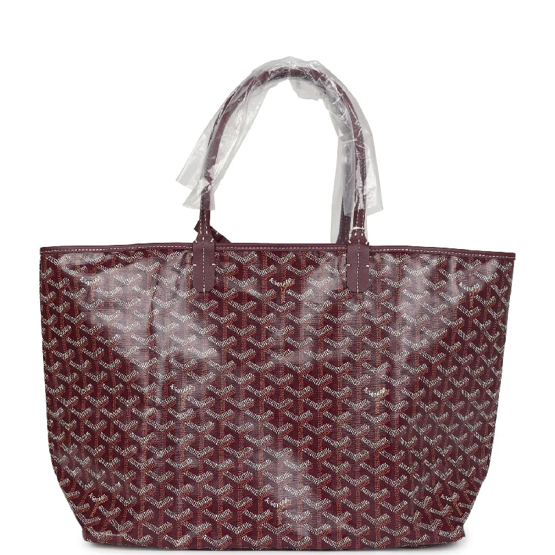 Goyard Goyardine Canvas Burgundy Saint Louis PM Tote Palladium Hardware