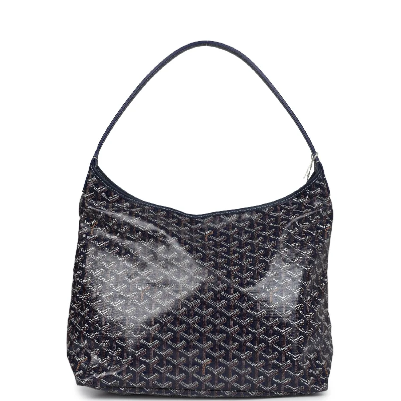 Goyard Goyardine Navy Boheme Hobo Bag Palladium Hardware