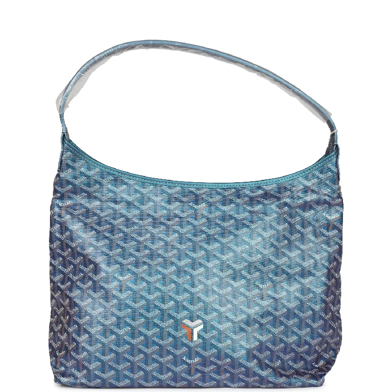 Goyard Goyardine Pearly Blue Boheme PM Hobo Bag Palladium Hardware