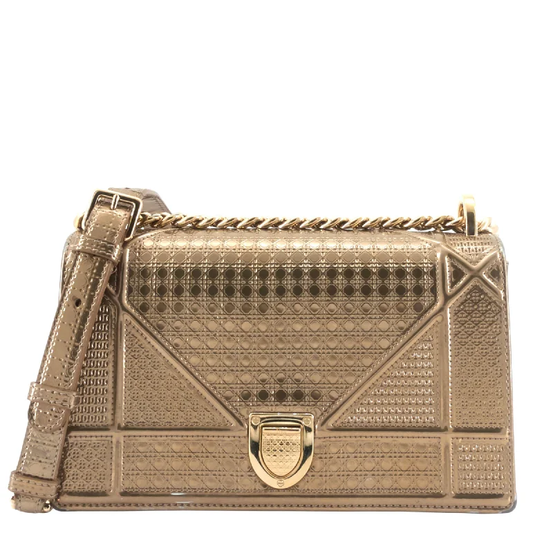 Diorama Medium Metallic Micro Cannage Flap Bag