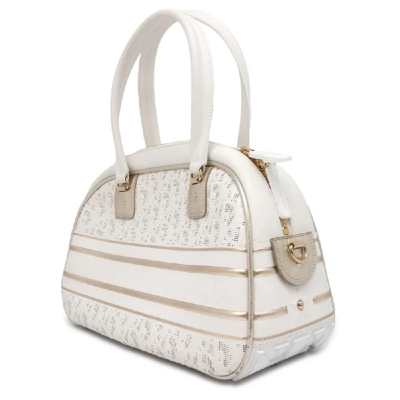 Dior Medium Classic Bowling Bag White/Gold Leather