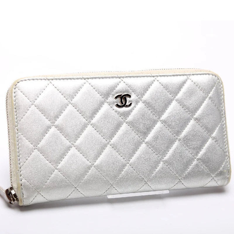 Chanel CC Quilted Zip Around Wallet