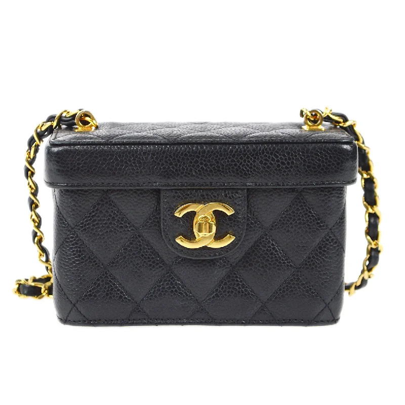 CHANEL Vanity Box Shoulder Bag Micro Black Caviar 88393