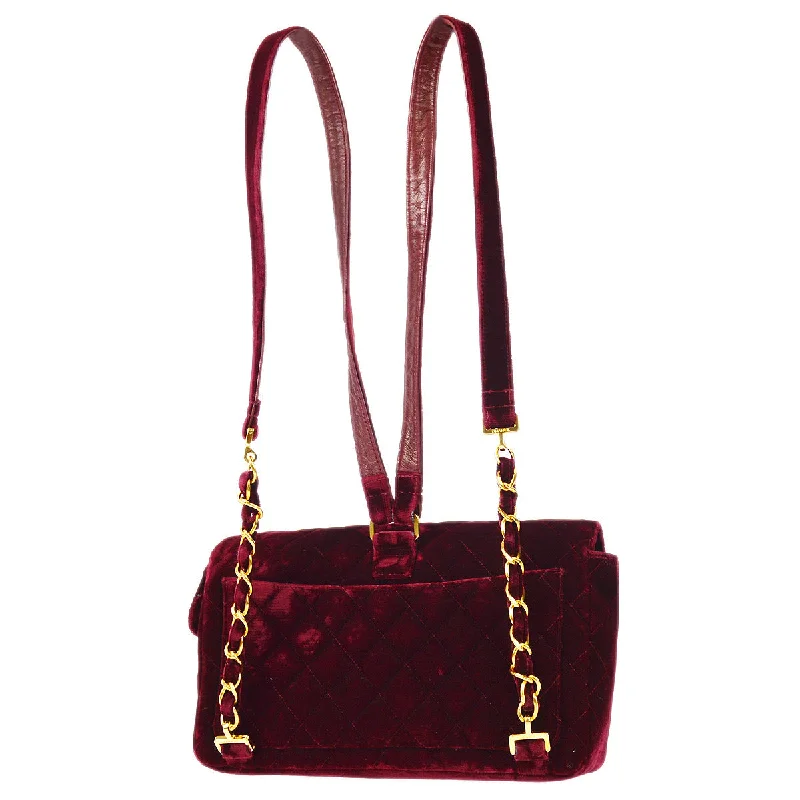 CHANEL Classic Flap Backpack Medium Velvet Bordeaux 88114