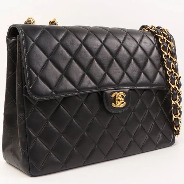 CHANEL Around 2000 Made Classic Flap Chain Bag Jumbo Black