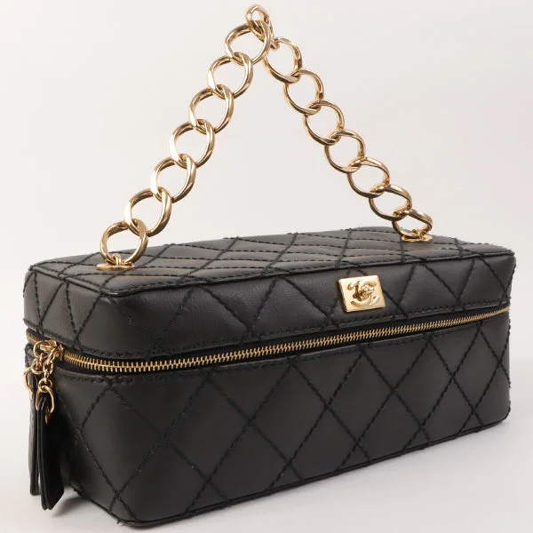 Chanel Around 2001 Made Wild Stitch Turn-Lock Vanity Chain Top Handle Bag Black