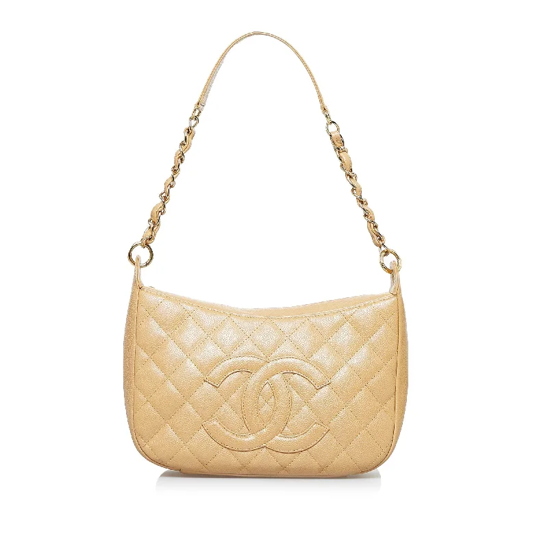 Chanel CC Timeless Shoulder Bag Large Beige Caviar Gold