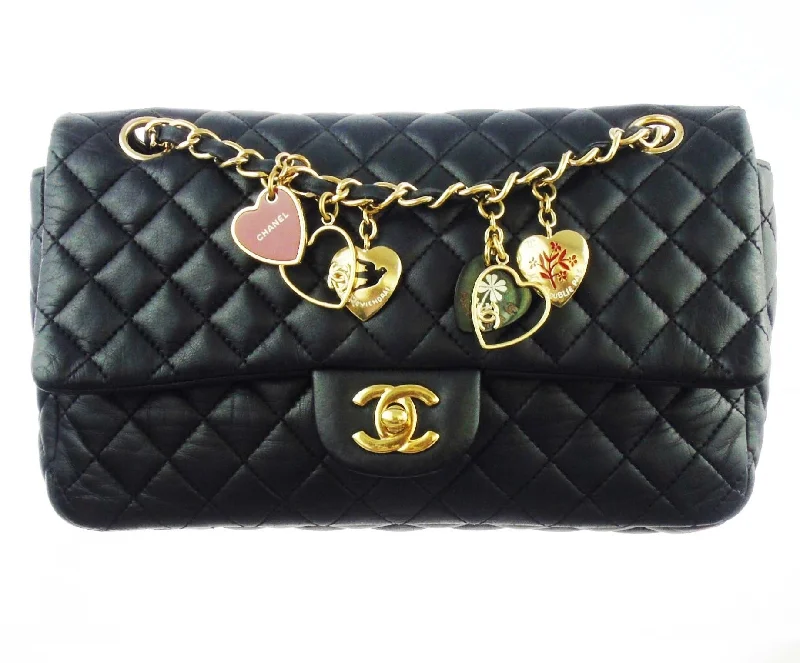 CHANEL classic black flap bag 'valentine charms'