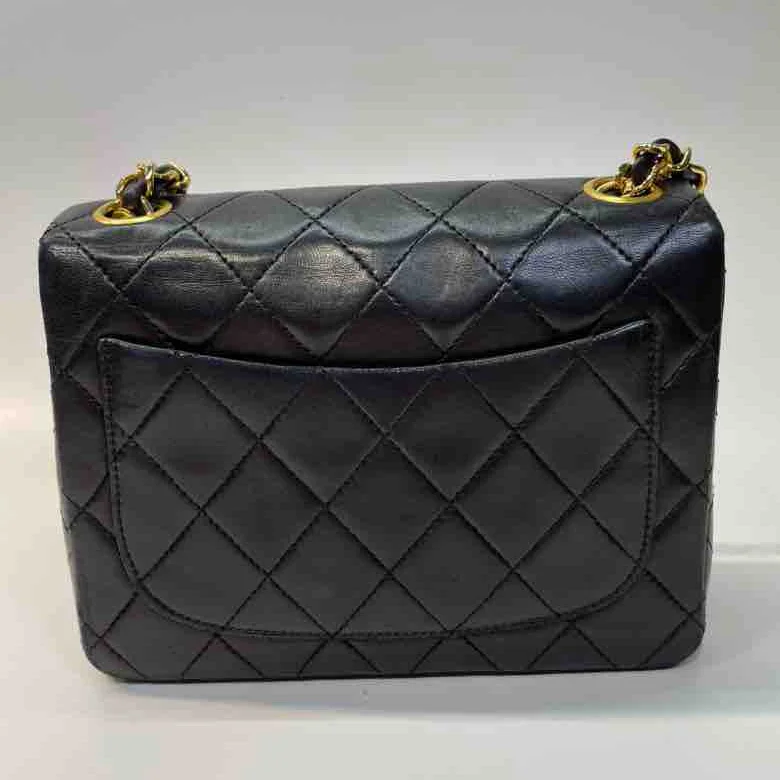 Chanel Classic Flap Shoulder Bag, Black Lambskin, Mini