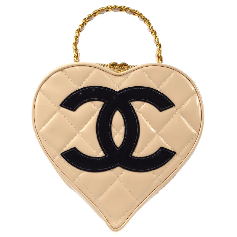 CHANEL Heart Vanity Chain Handbag Beige 67762