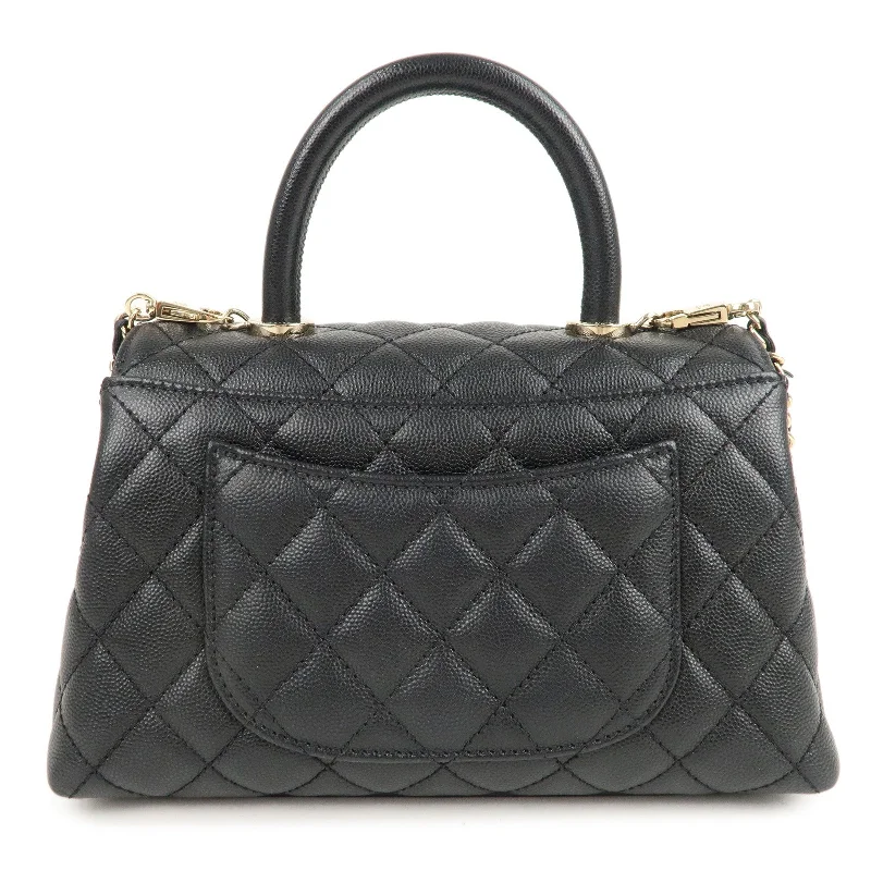 CHANEL Matelasse Caviar Skin COCO Handle 24 XS Bag Black A92990