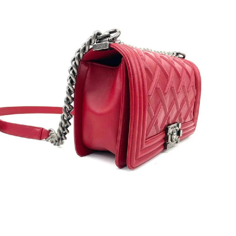 CHANEL 2012-2013 Quilted Embossed Medium Boy Bag - Red - OUTLET ITEM FINAL SALE