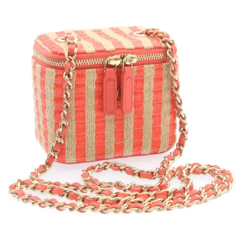 CHANEL Vanity Chain Shoulder Pouch Hemp Pink CC  knn023