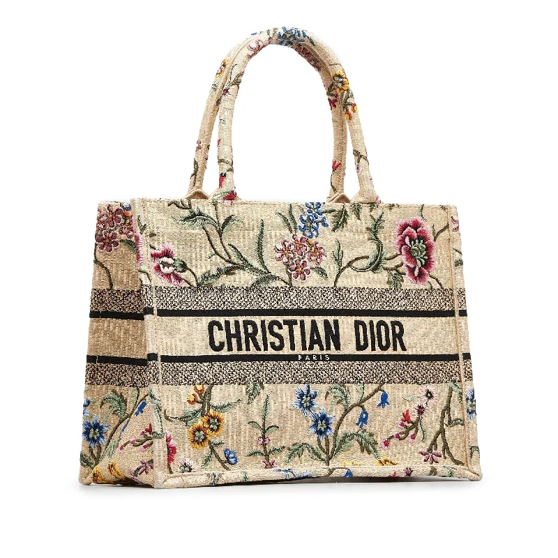 DIOR Medium Petite Fleurs Raffia Book Tote Tote Bag